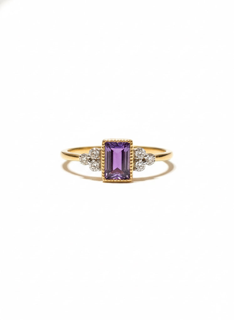 Purple Amethyst & Diamond Ring