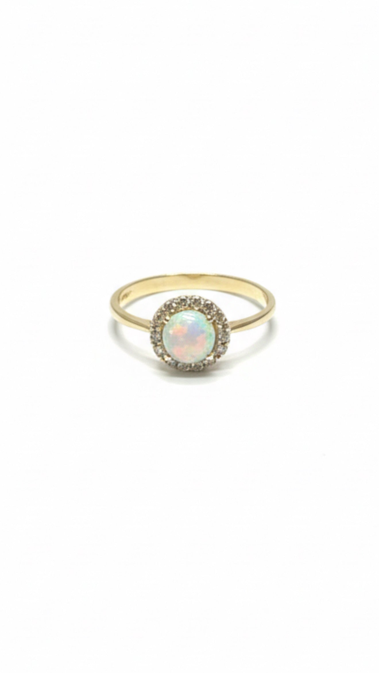 9ct Gold Synthetic Opal & Cubic Zirconia Ring