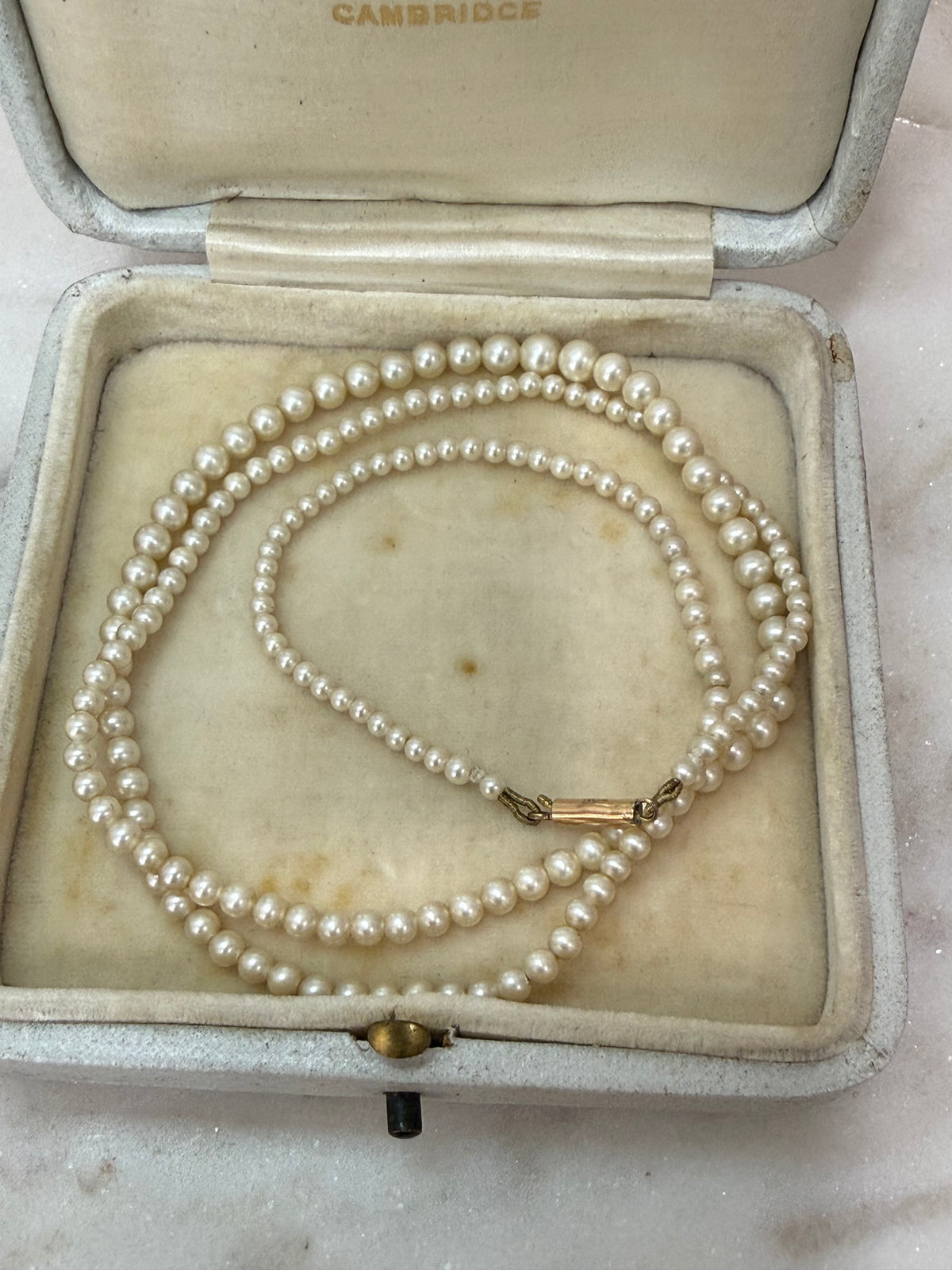 Antique Pearl Necklace With 9ct Rose Gold Clasp