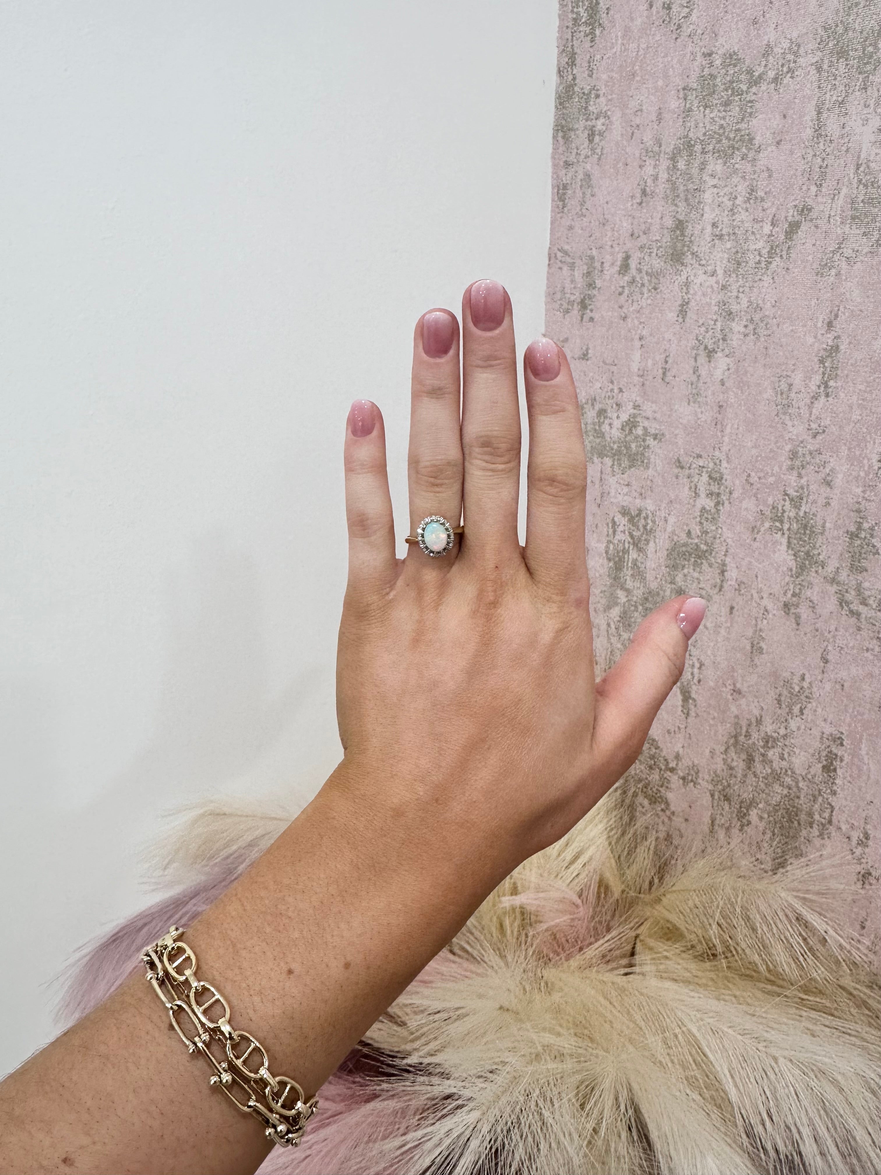 18ct Gold Opal & Diamond Ring