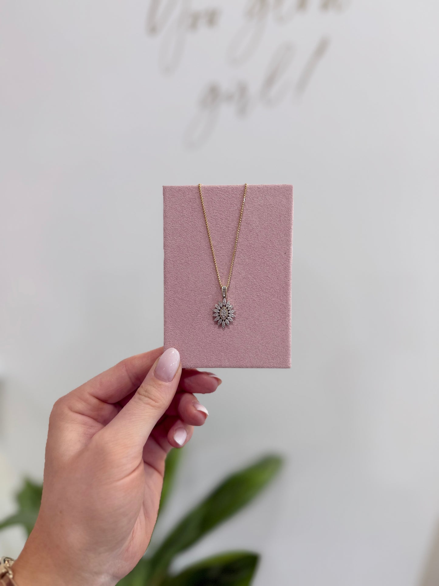 9ct Diamond Cluster Necklace