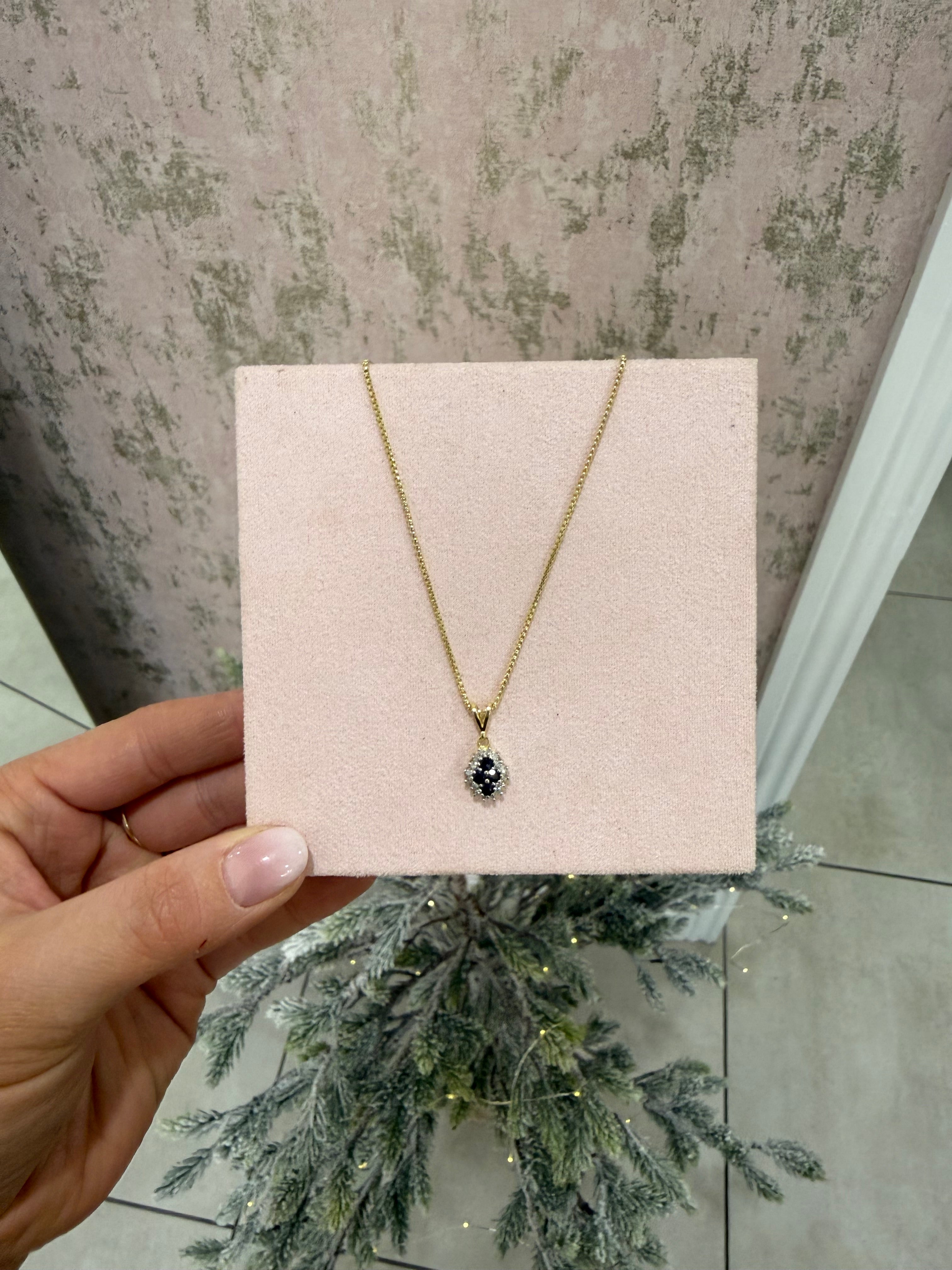 9ct Gold Diamond & Sapphire Necklace