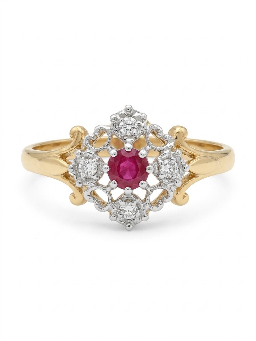 9ct Ruby & Diamond Cluster Ring
