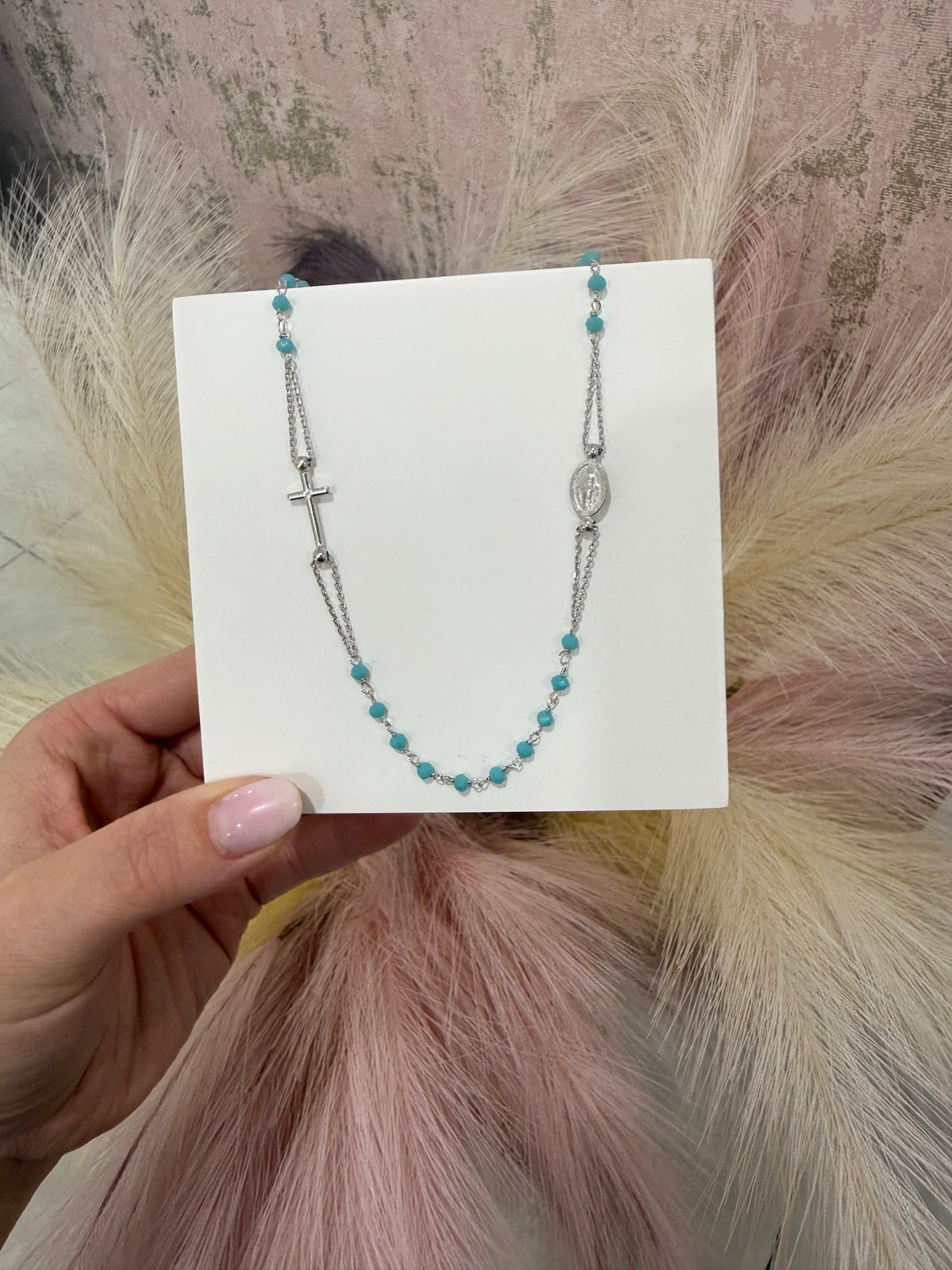 Caoimhe Silver Turquoise Holy Necklace