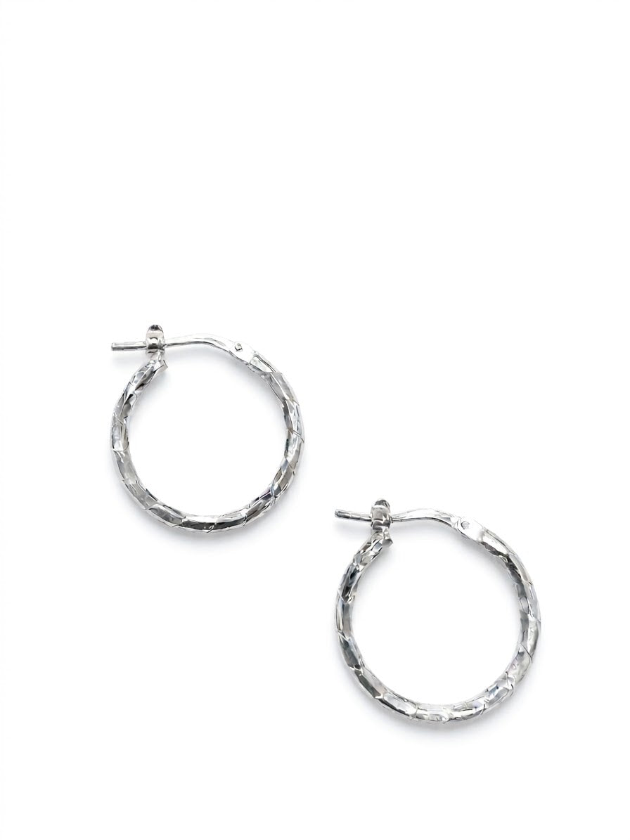 Joanna Medium Ridged Sterling Silver Hoops