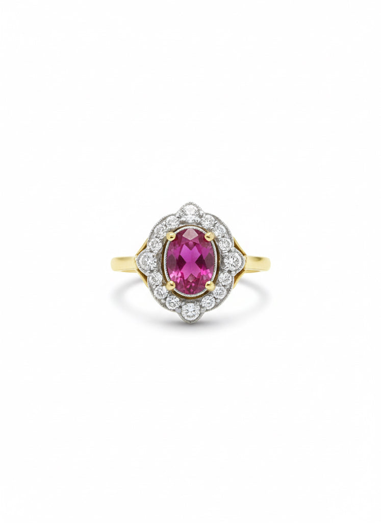 Pink Sapphire & Diamond Ring