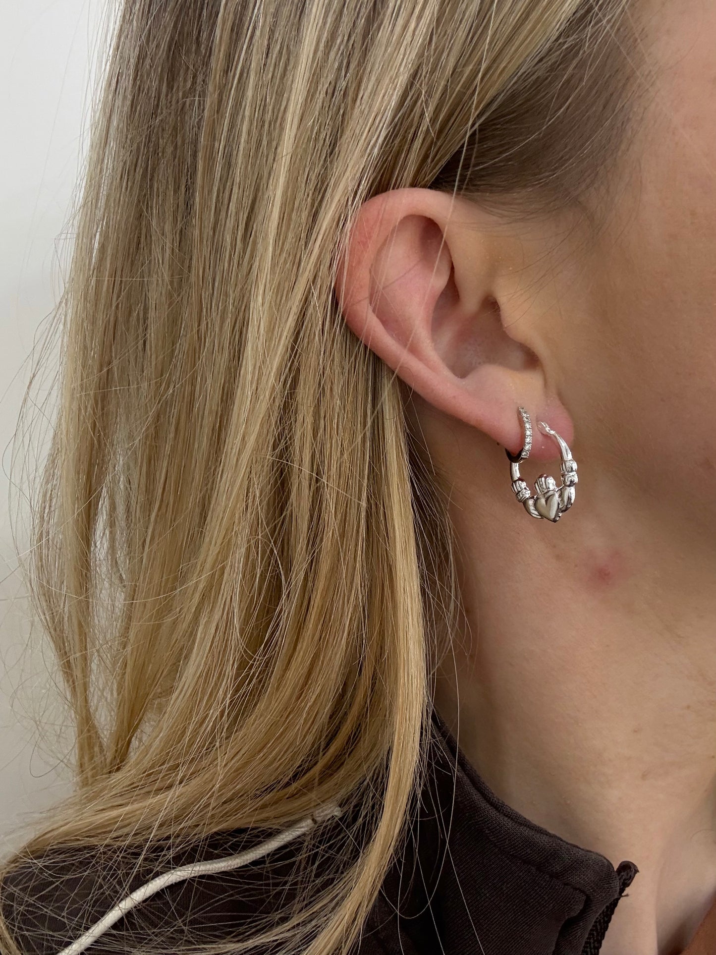 Silver Claddagh Hoops