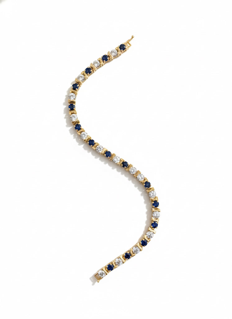 9ct Sapphire & Diamond Vintage Bracelet