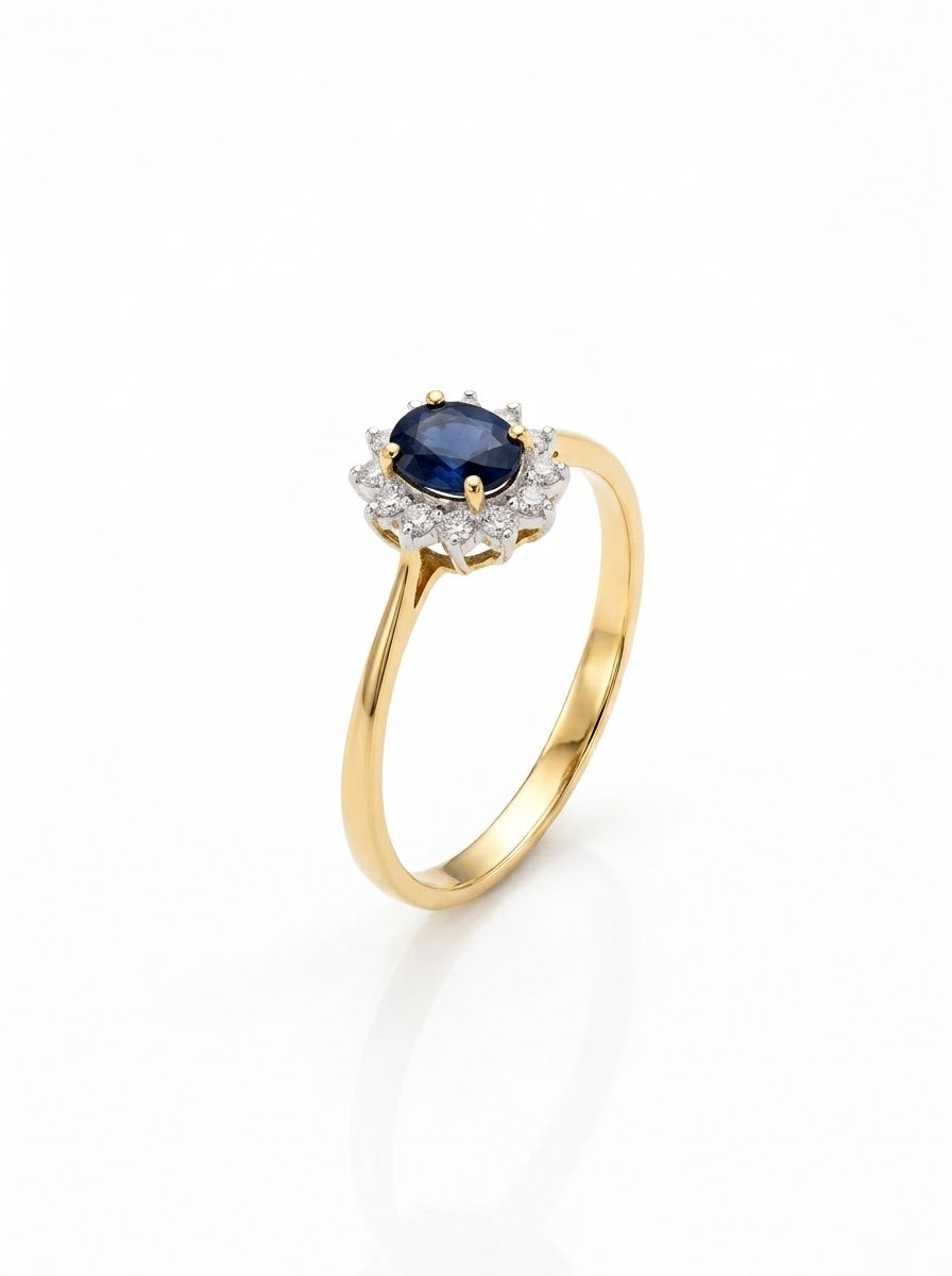 18ct Sapphire & Diamond Cluster Ring