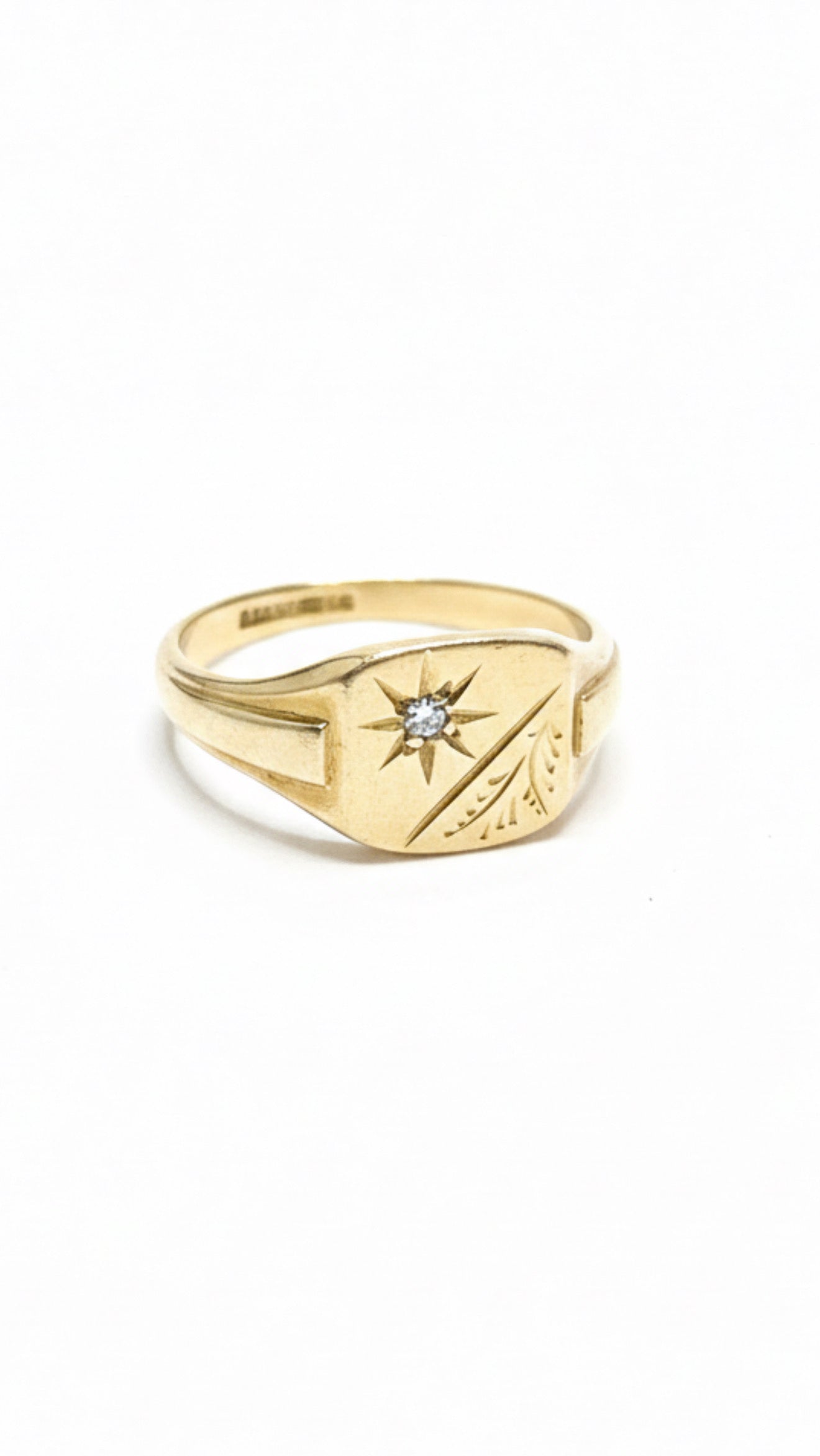 9ct Gold Diamond Pinky Signet Ring