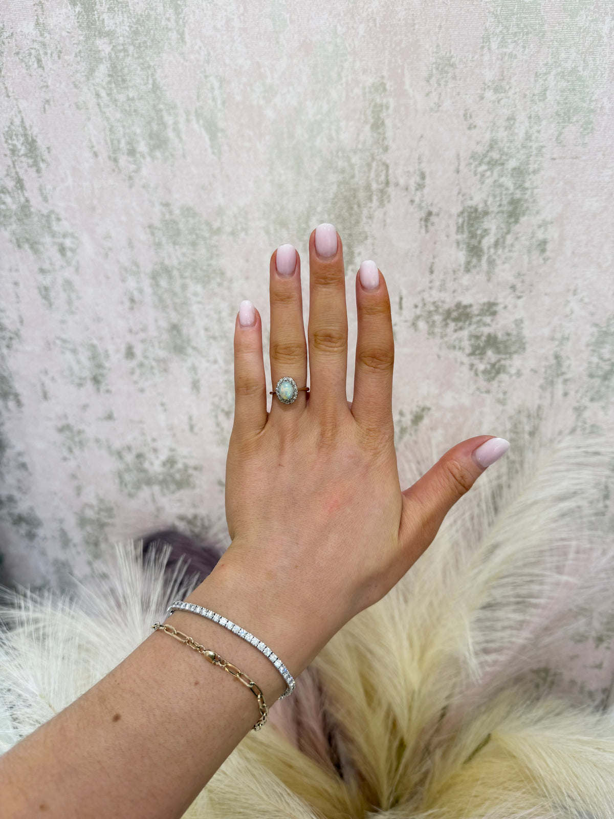 18ct Gold Opal & Diamond Cluster Ring