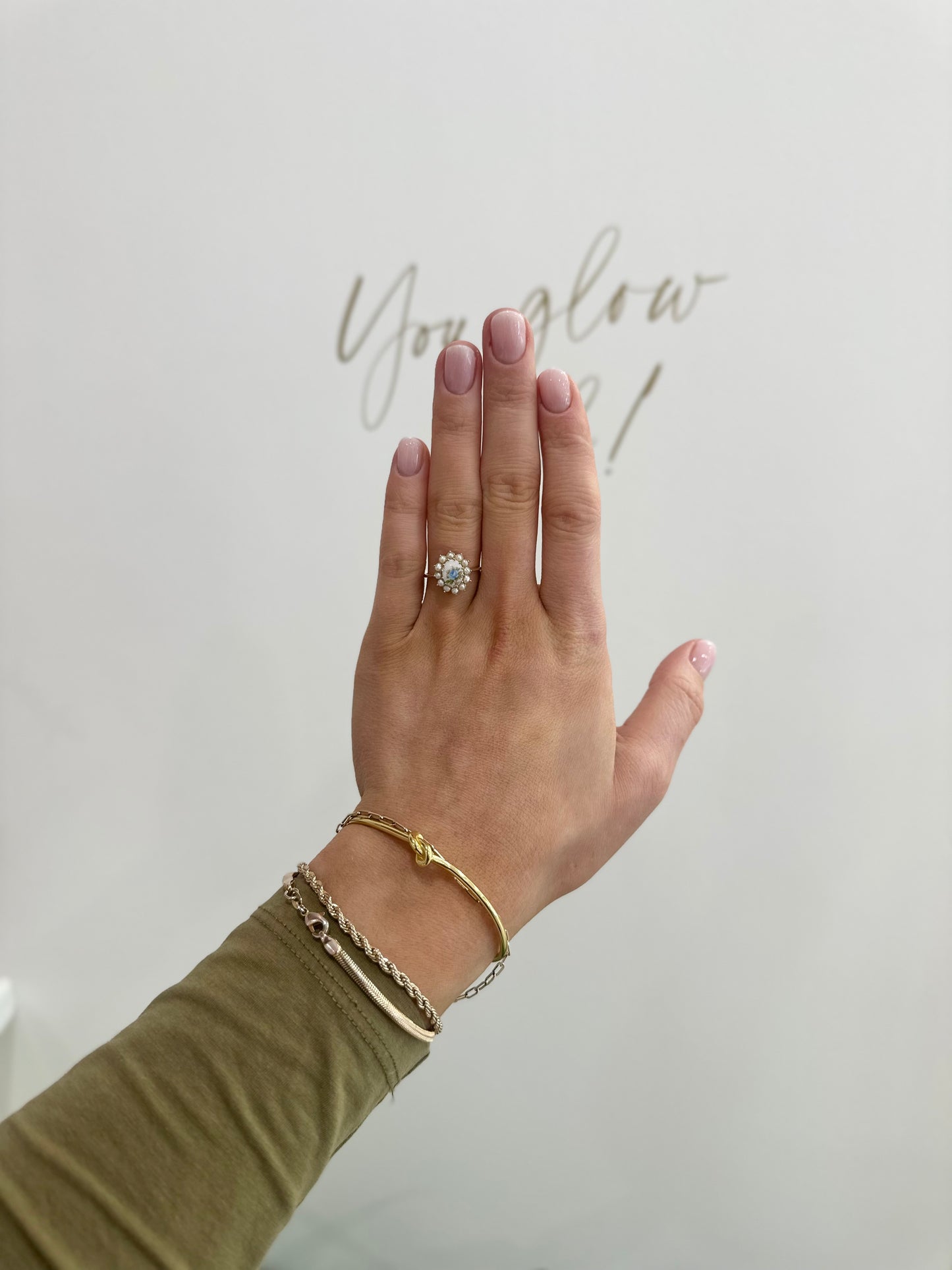 9ct Gold Limoges & Pearl Ring