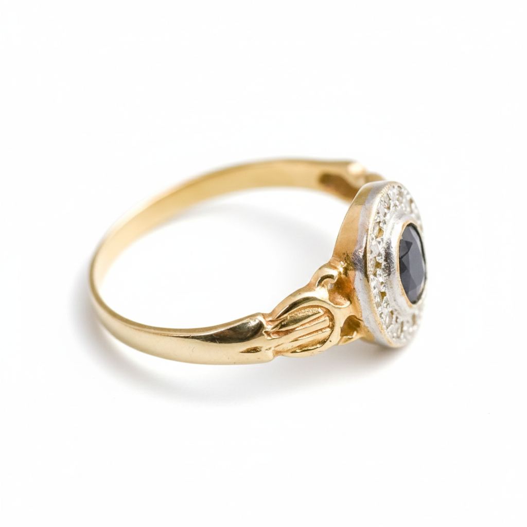 9ct Gold Sapphire & Diamond Cluster Ring