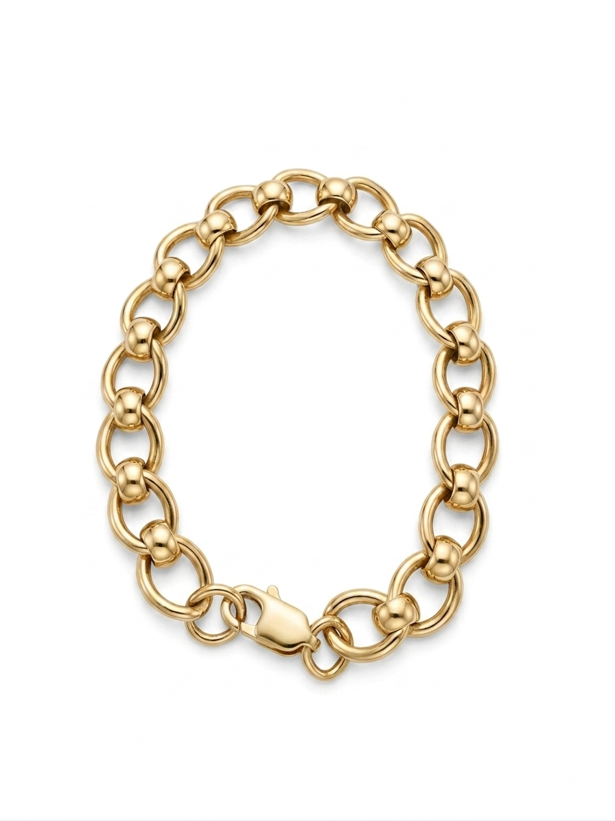 9ct Gold Heavy Roller Link Bracelet