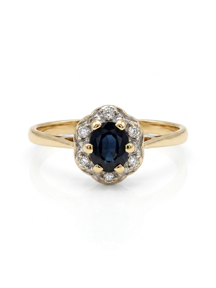 9ct Gold Sapphire & Diamond Cluster Ring