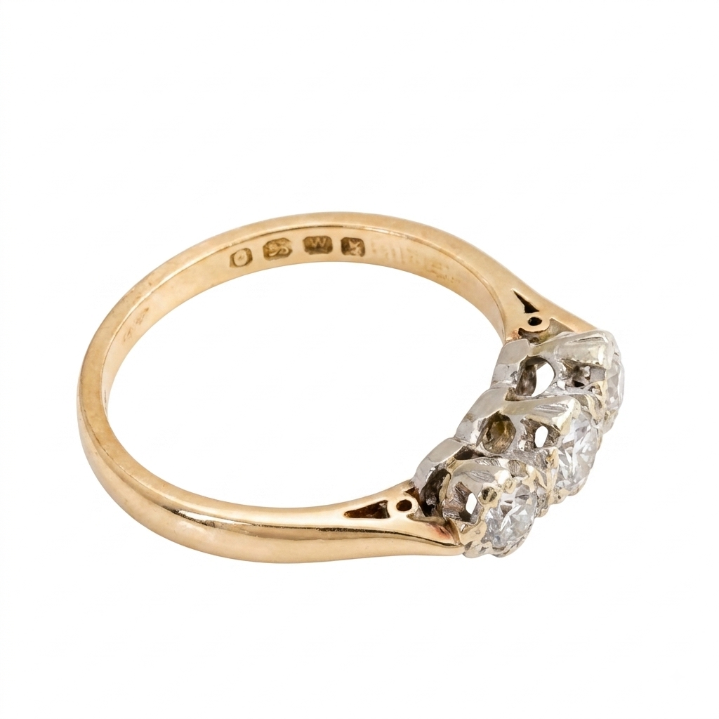9ct Gold Natural Diamond Trilogy Ring