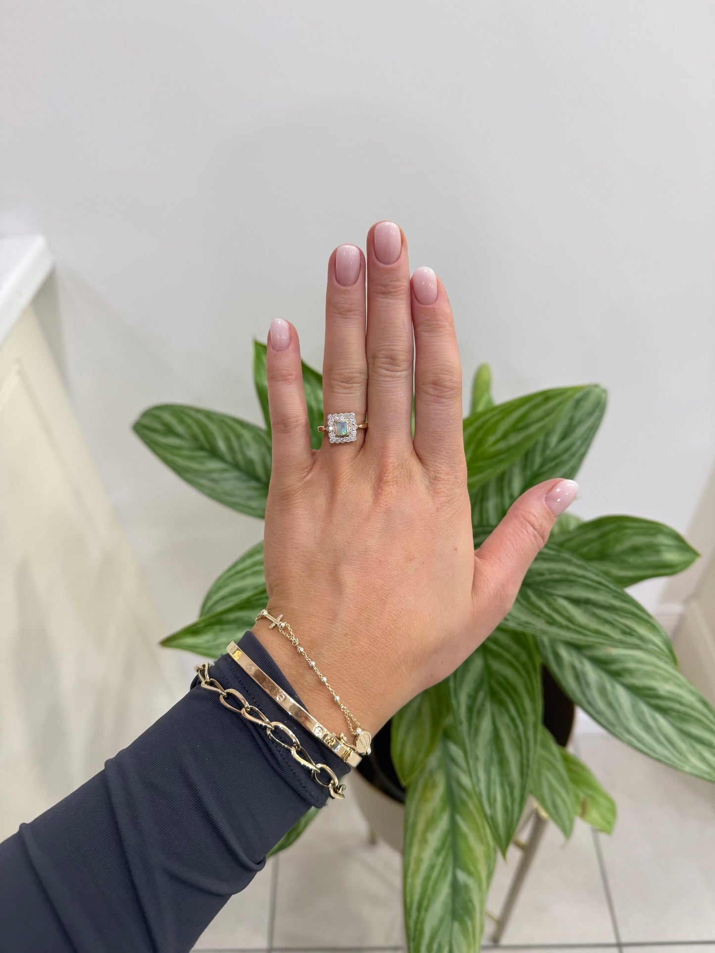 9ct Gold Opal & Diamond Ring