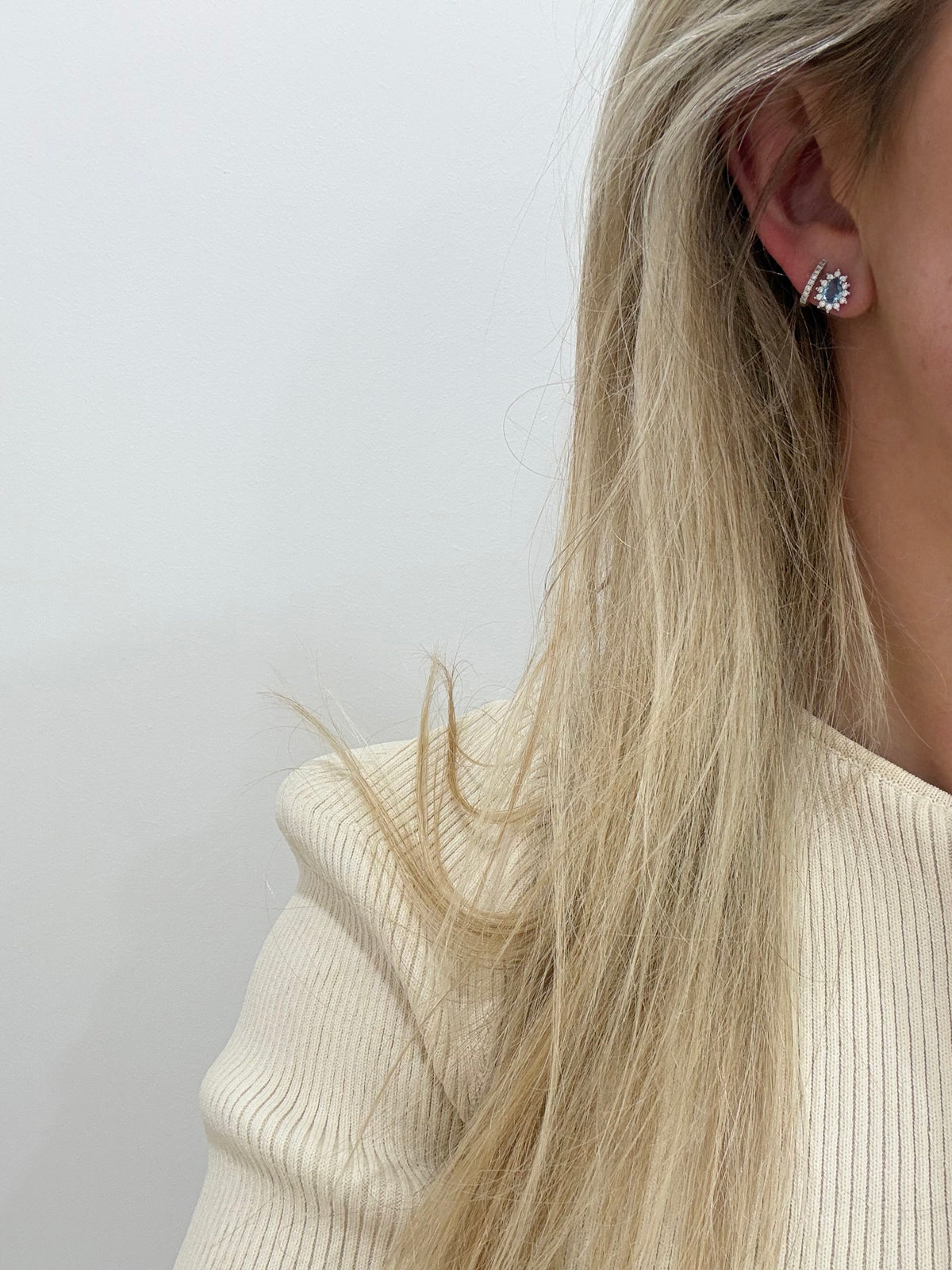 Sterling Silver Aqua Colour Stud Earrings