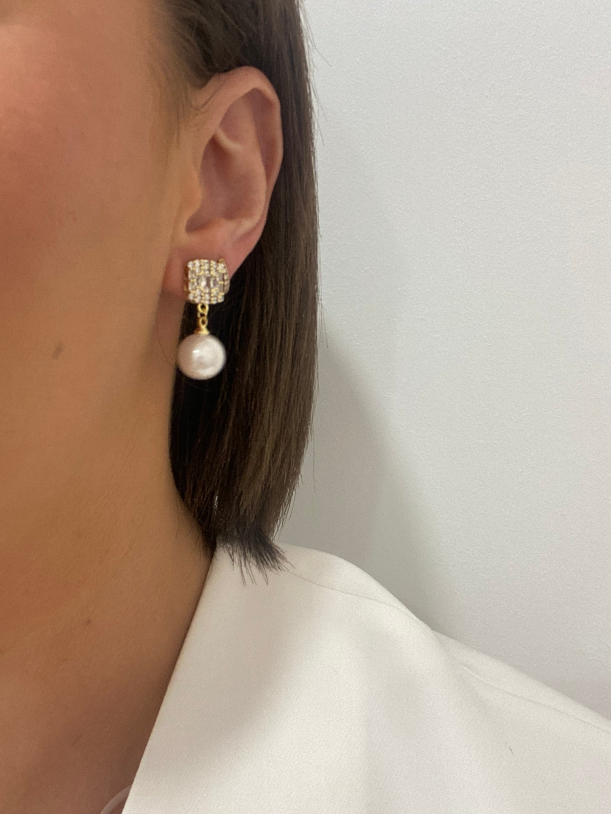 Helena Gold Plated Pearl Drop Earrings