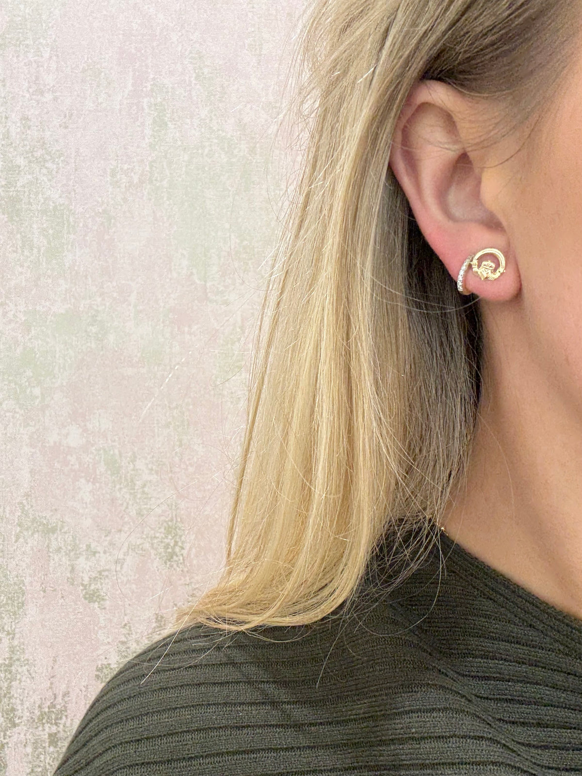 9ct Gold Claddagh Earrings