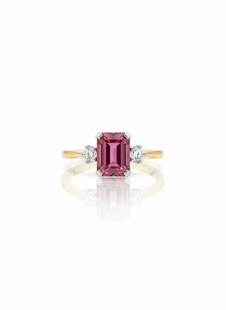 Pink Tourmaline & Diamond Ring
