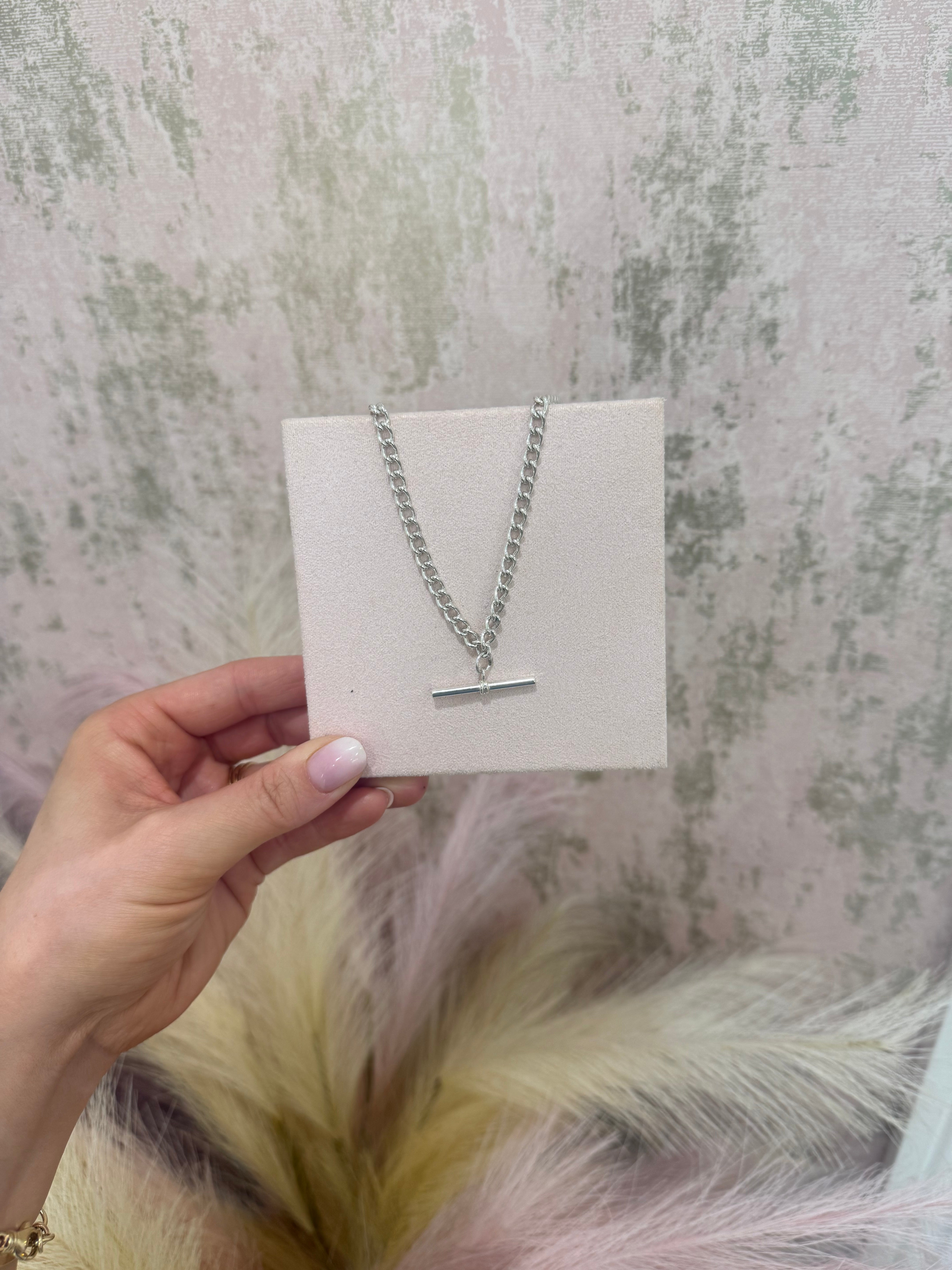 Sterling Silver Heavy T Bar Necklace