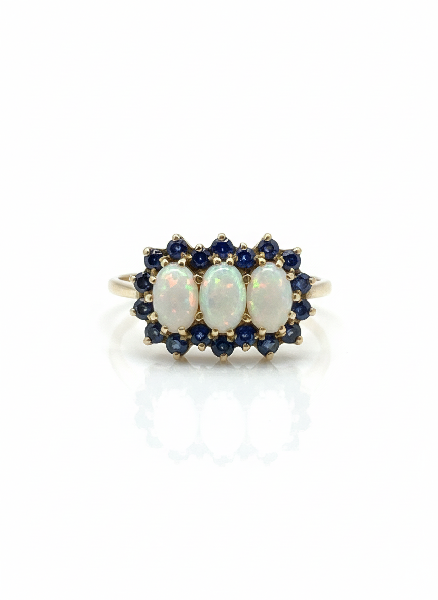 9ct Gold Opal & Sapphire Ring