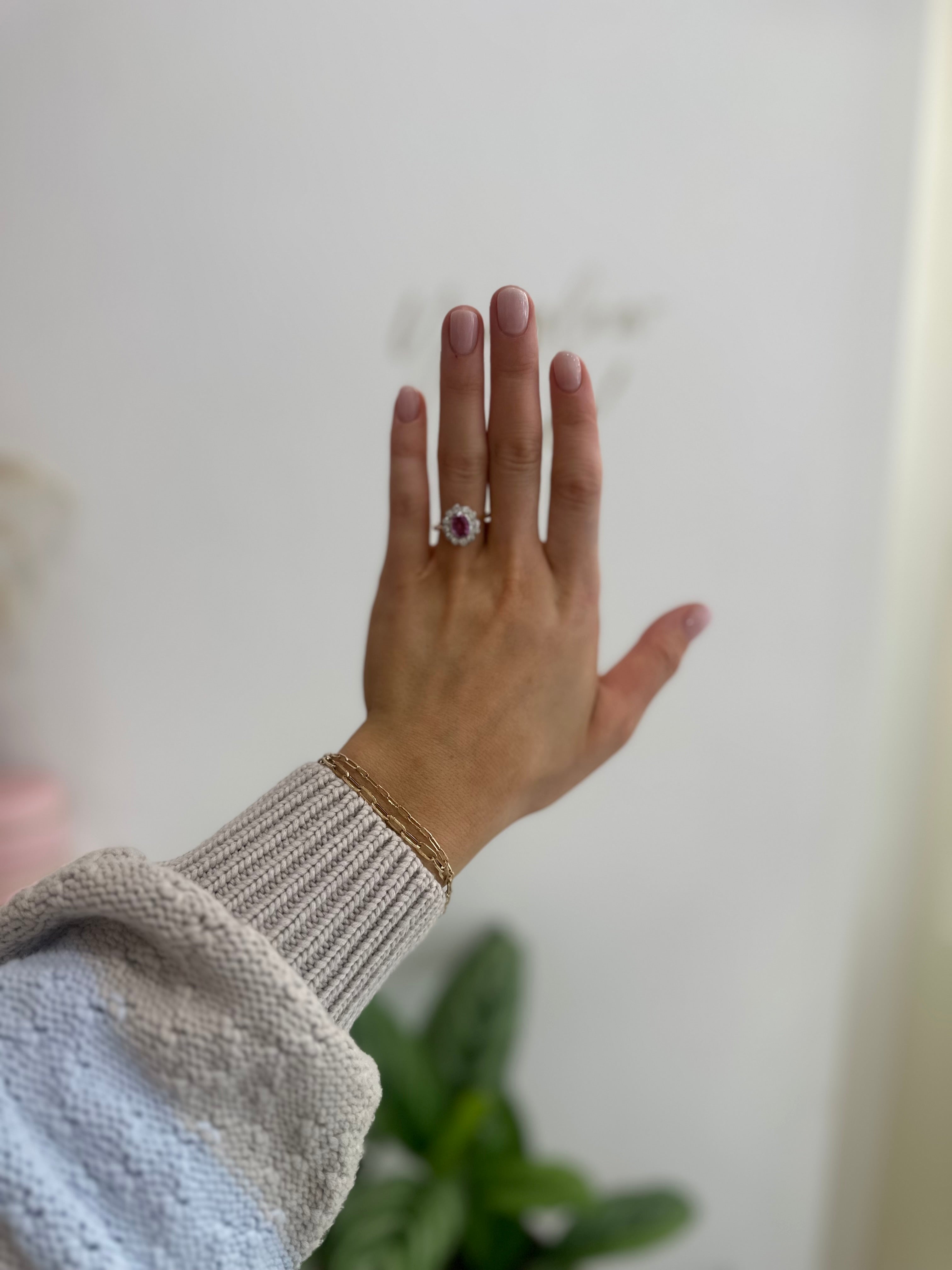 Pink Sapphire & Diamond Ring