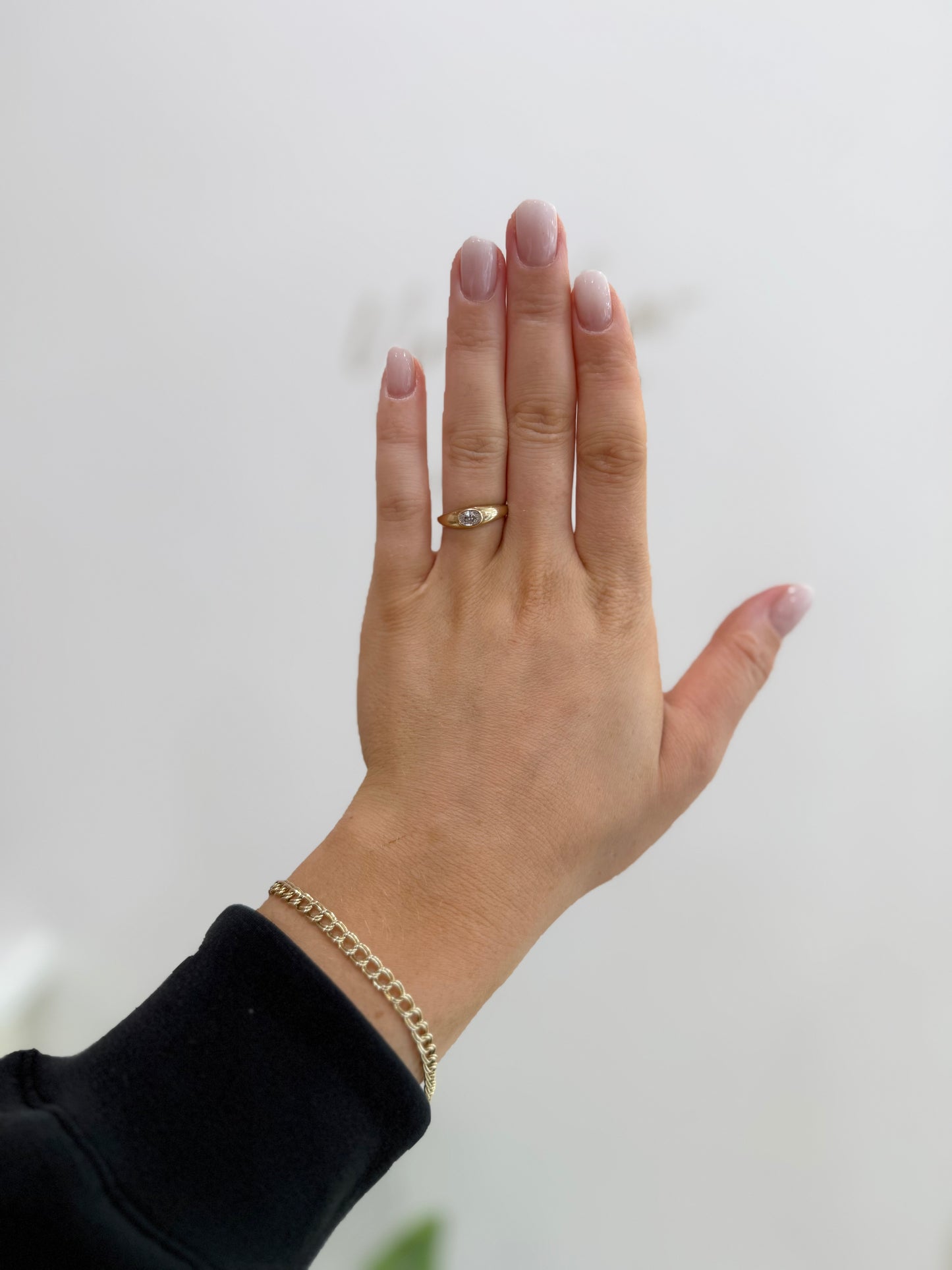 9Ct Gold CZ Gypsy Style Ring