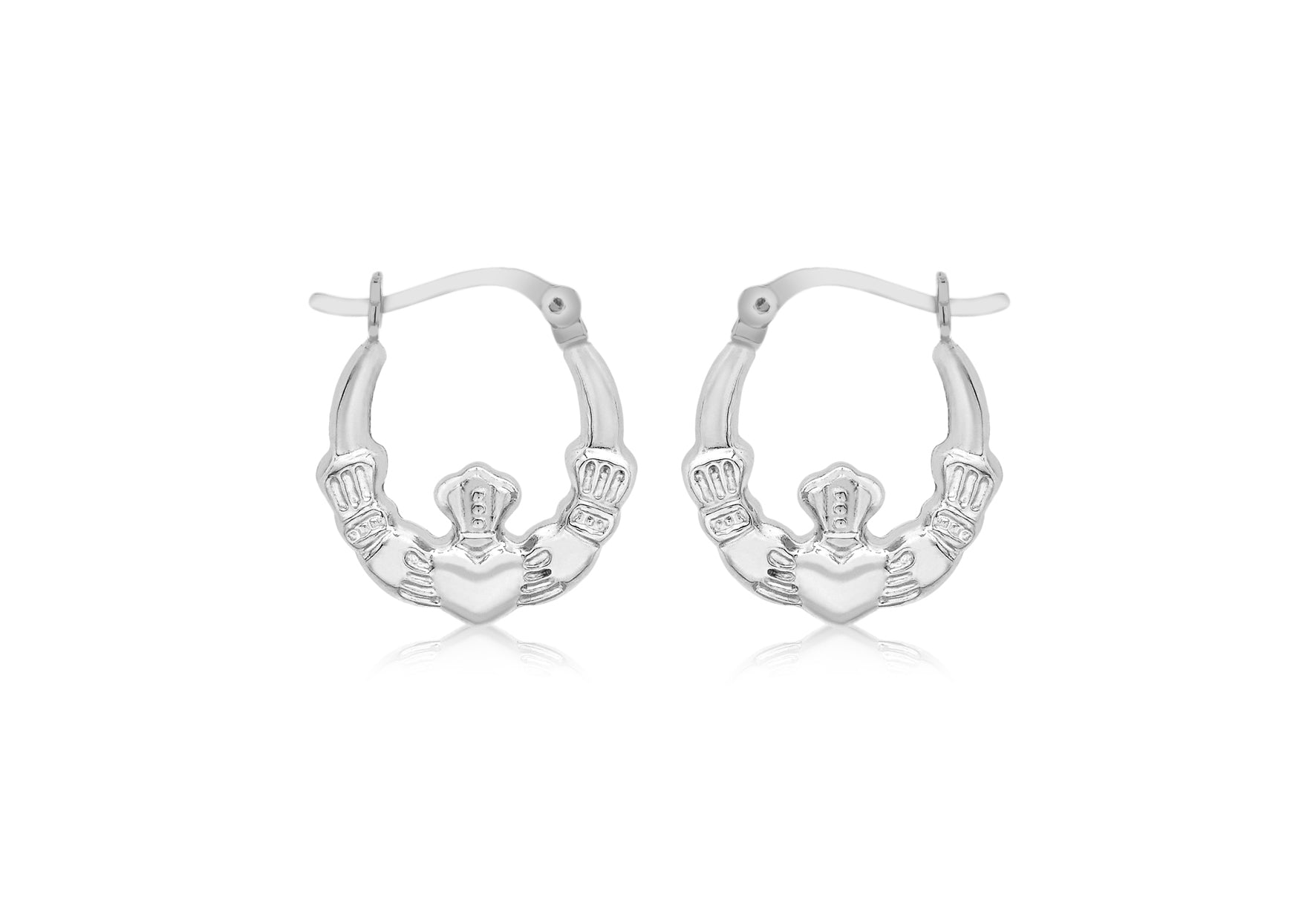 Silver Claddagh Hoops