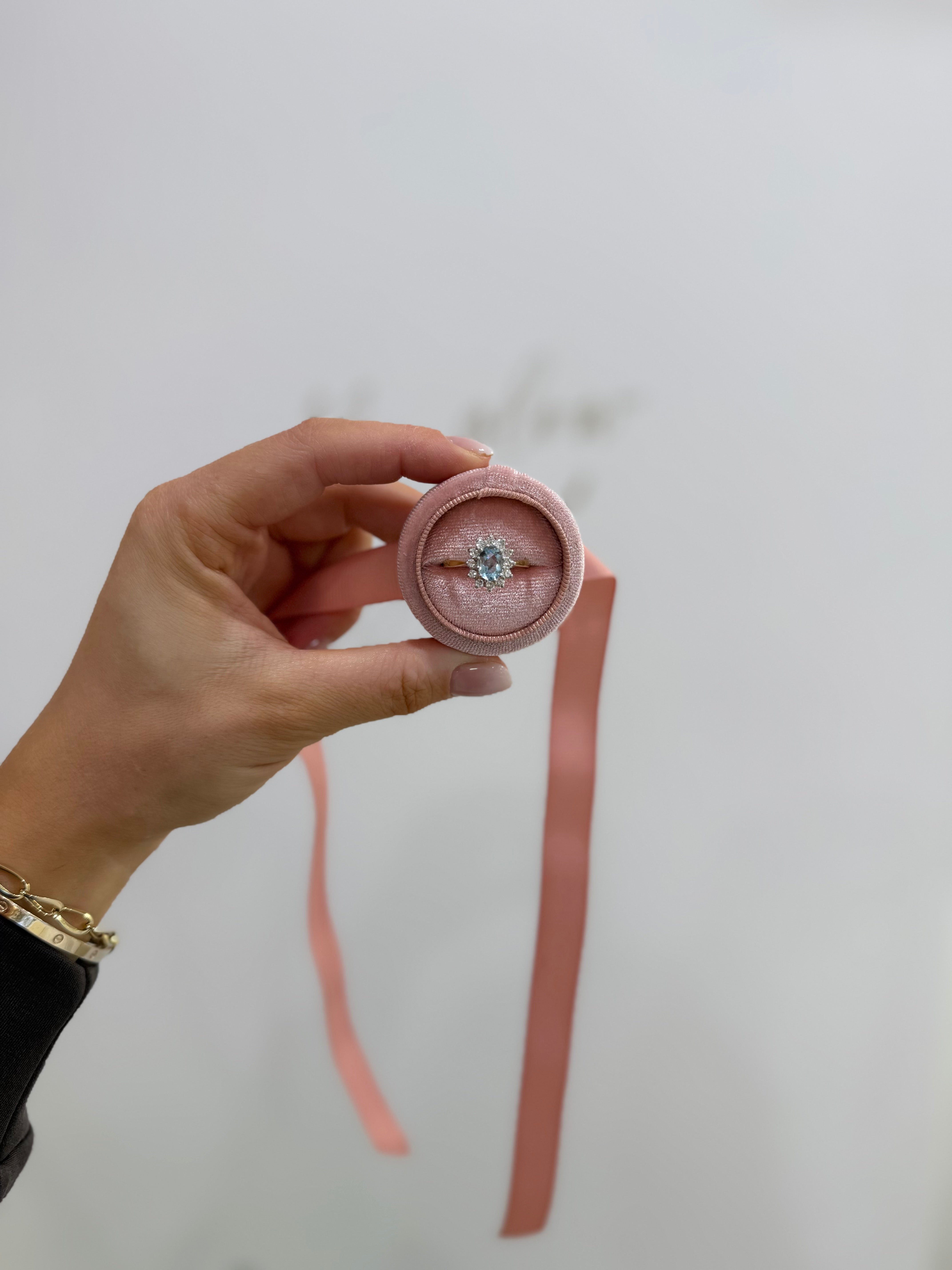 18ct Aquamarine & Diamond Cluster Ring