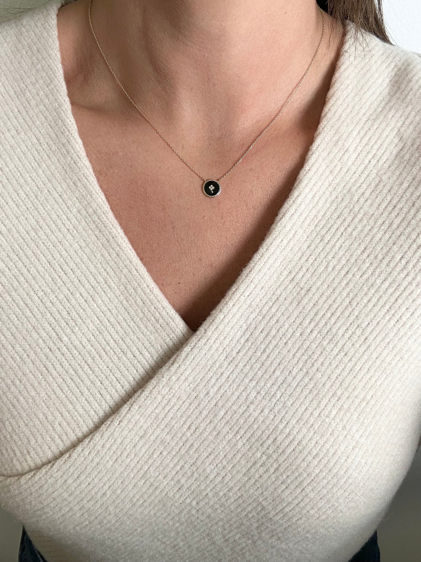 Black Enamel & Diamond Necklace