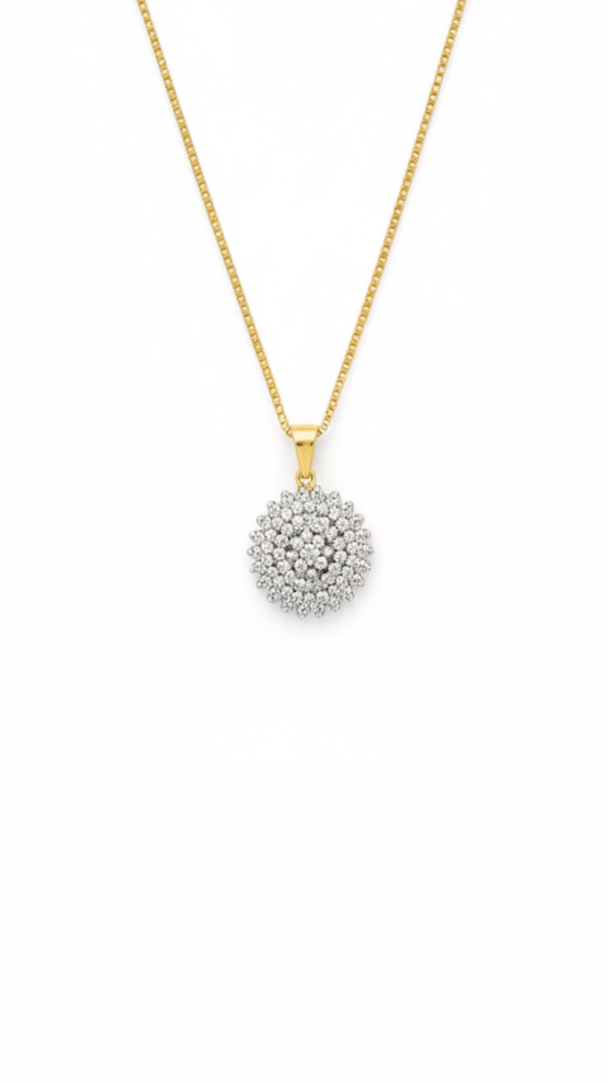 9ct Gold Natural Diamond Cluster Necklace