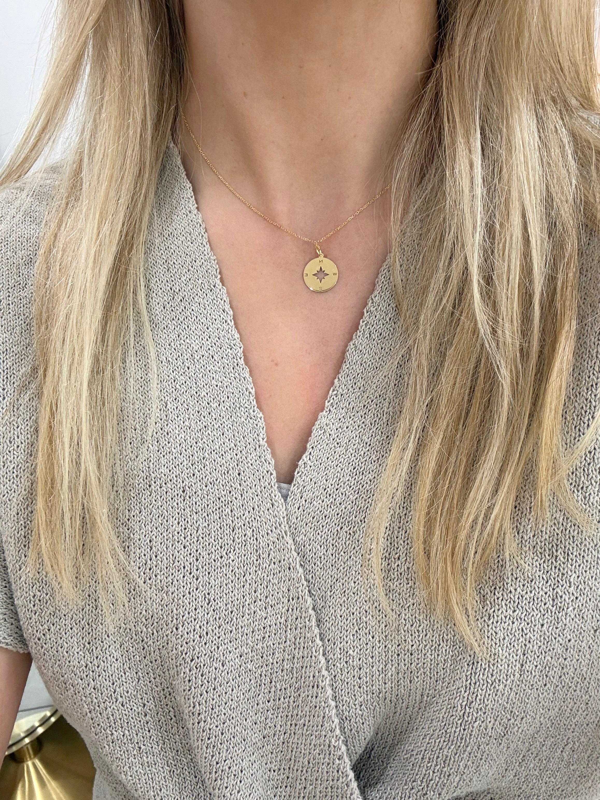 Gold Plated Compass Necklace