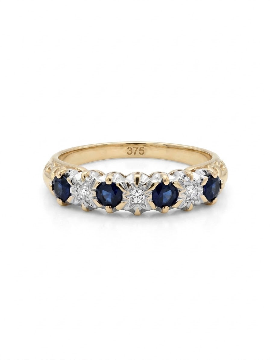 9ct Gold Sapphire & Diamond Ring
