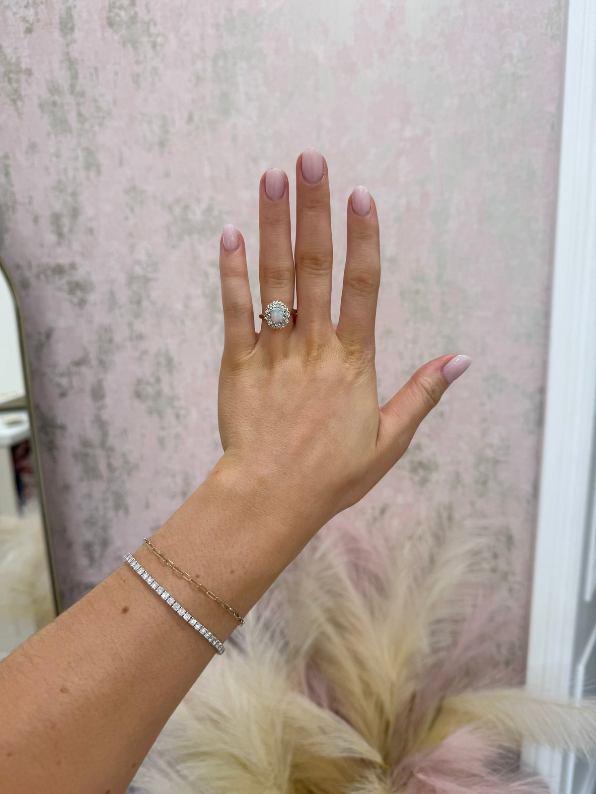9ct Gold Opal & Diamond Cluster Ring