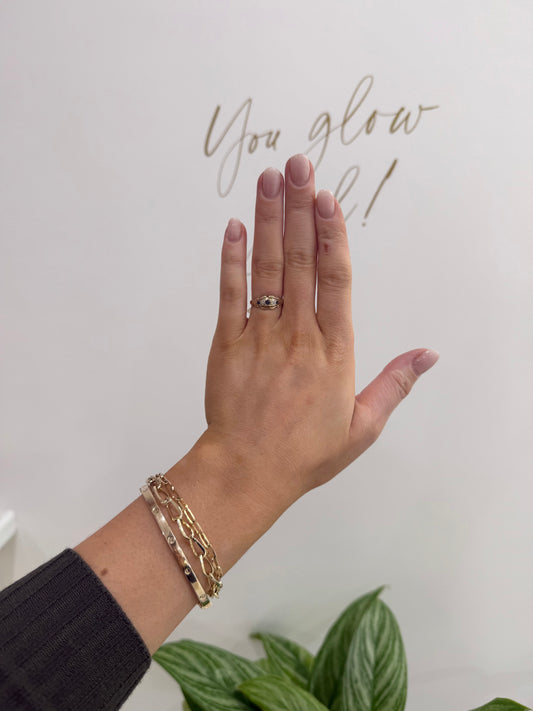 9ct Gold Sapphire & Diamond Boat Ring