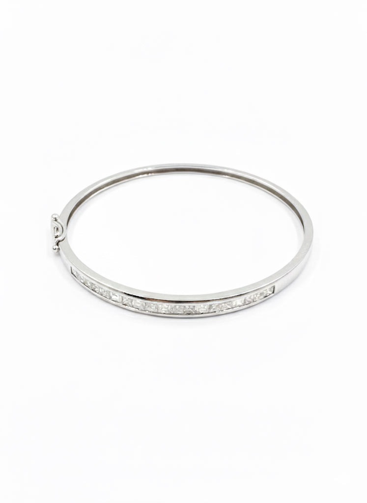 9ct White Gold Diamond Bangle