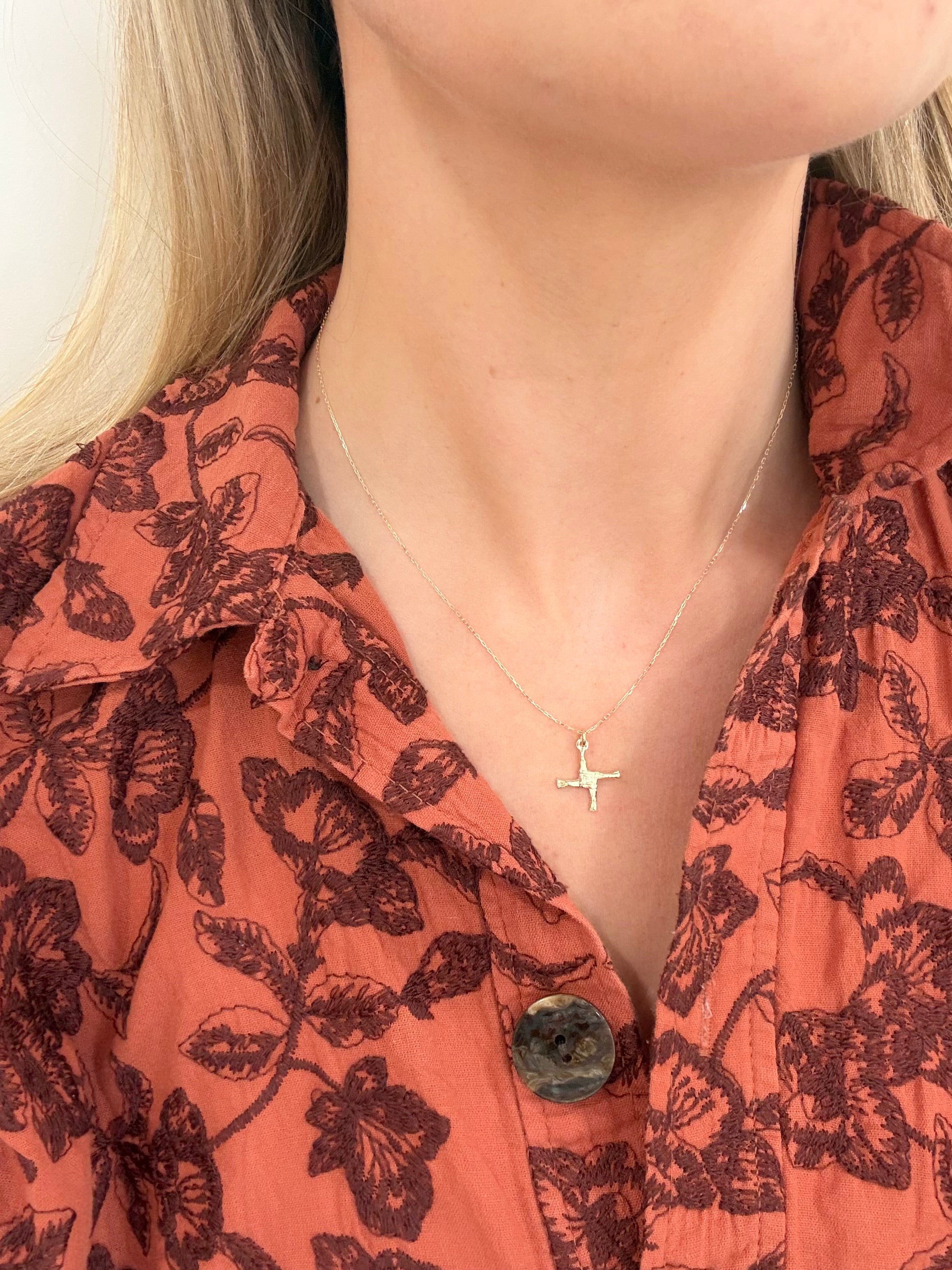 9ct Gold St Brigid Cross Necklace
