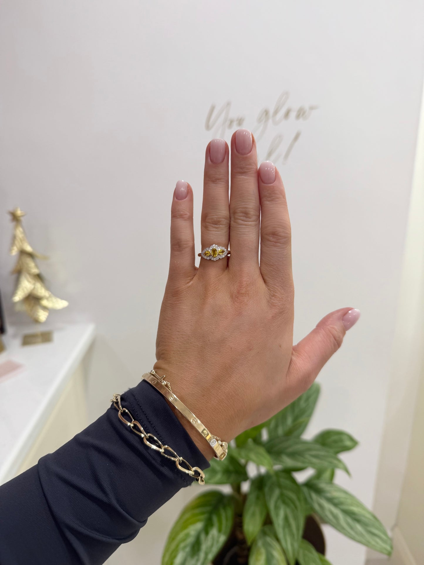 9ct Yellow Sapphire & Diamond Ring