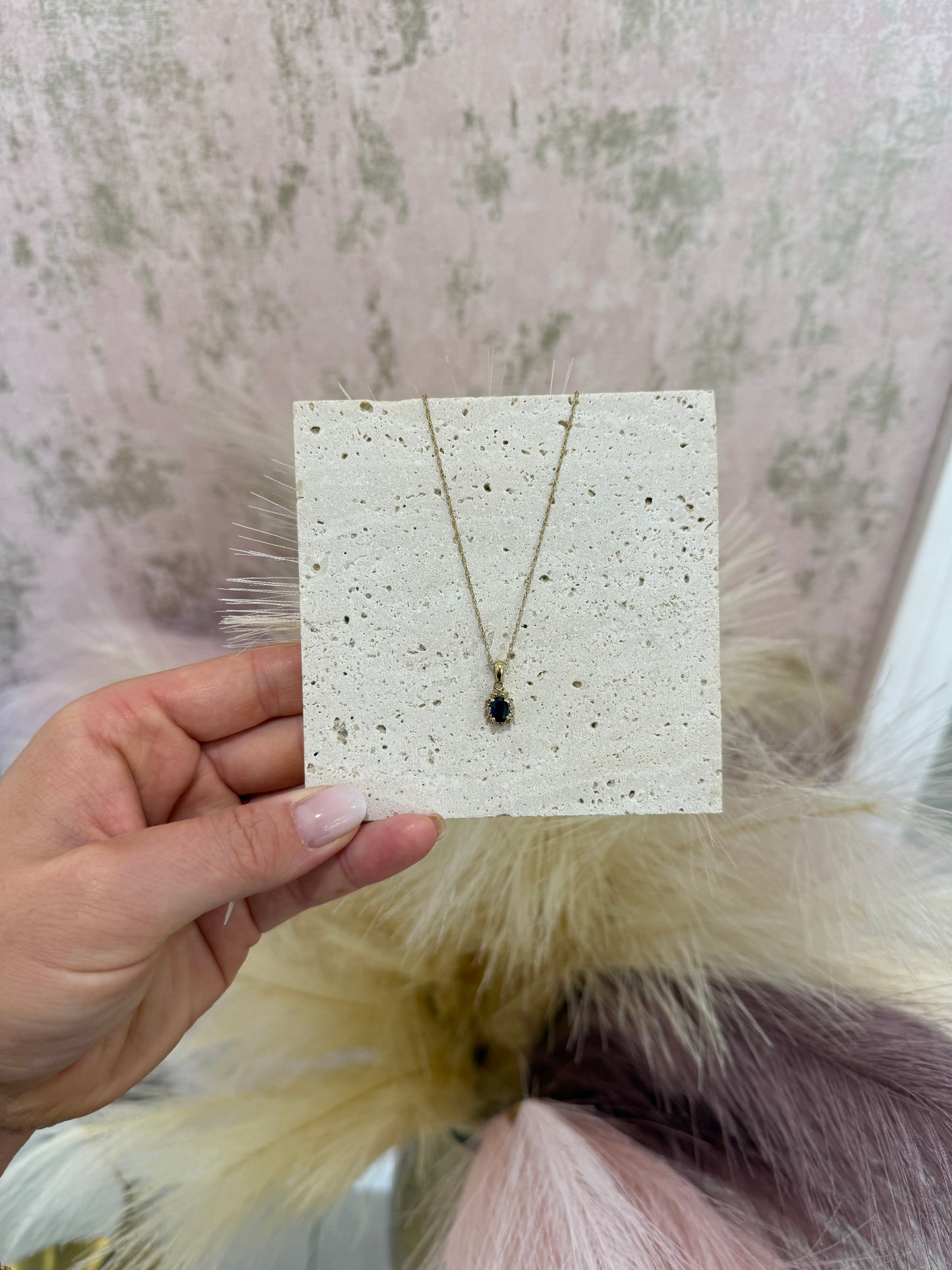 9ct Gold Sapphire and Diamond Pendant Necklace