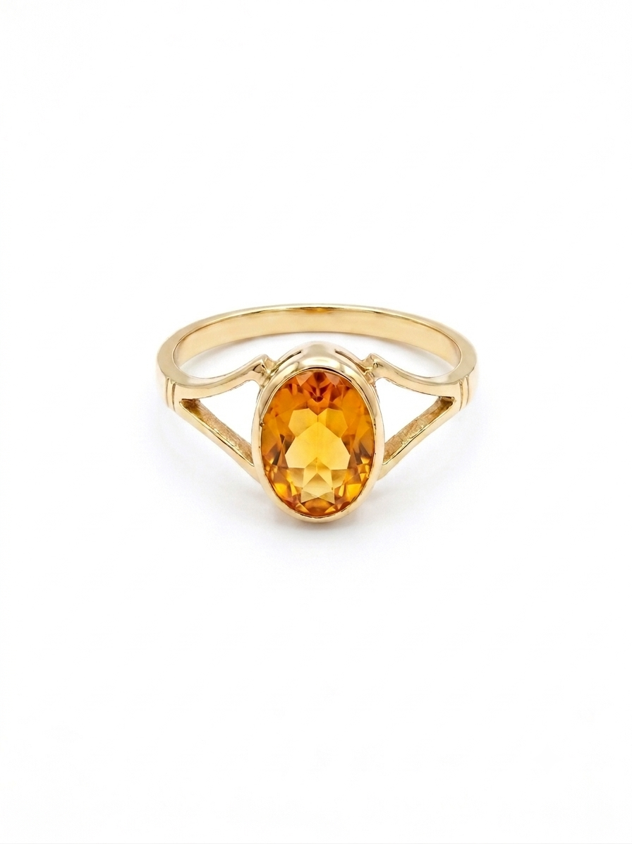 9ct Gold and Fire Opal Solitaire Ring