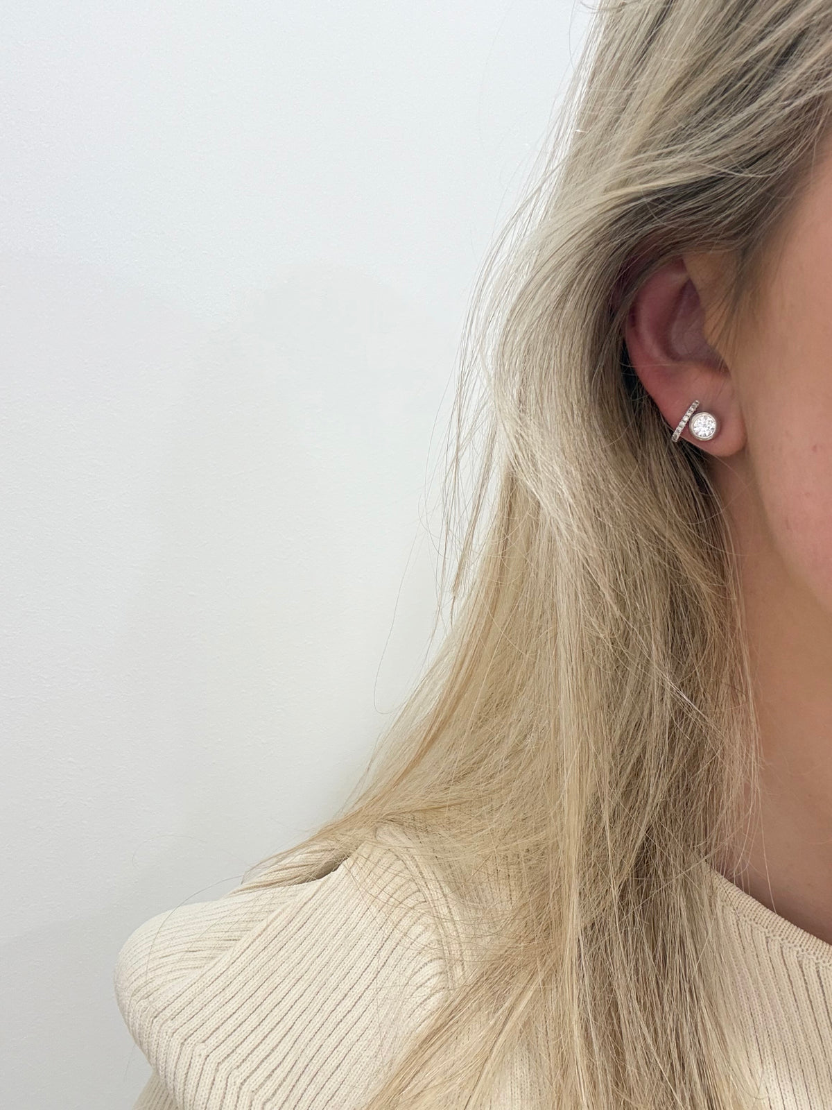 Sterling Silver Cubic Zirconia Stone Earrings
