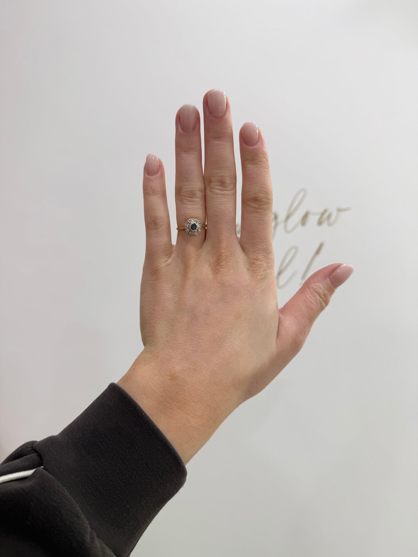 9ct Sapphire & Diamond Art Deco Style Ring