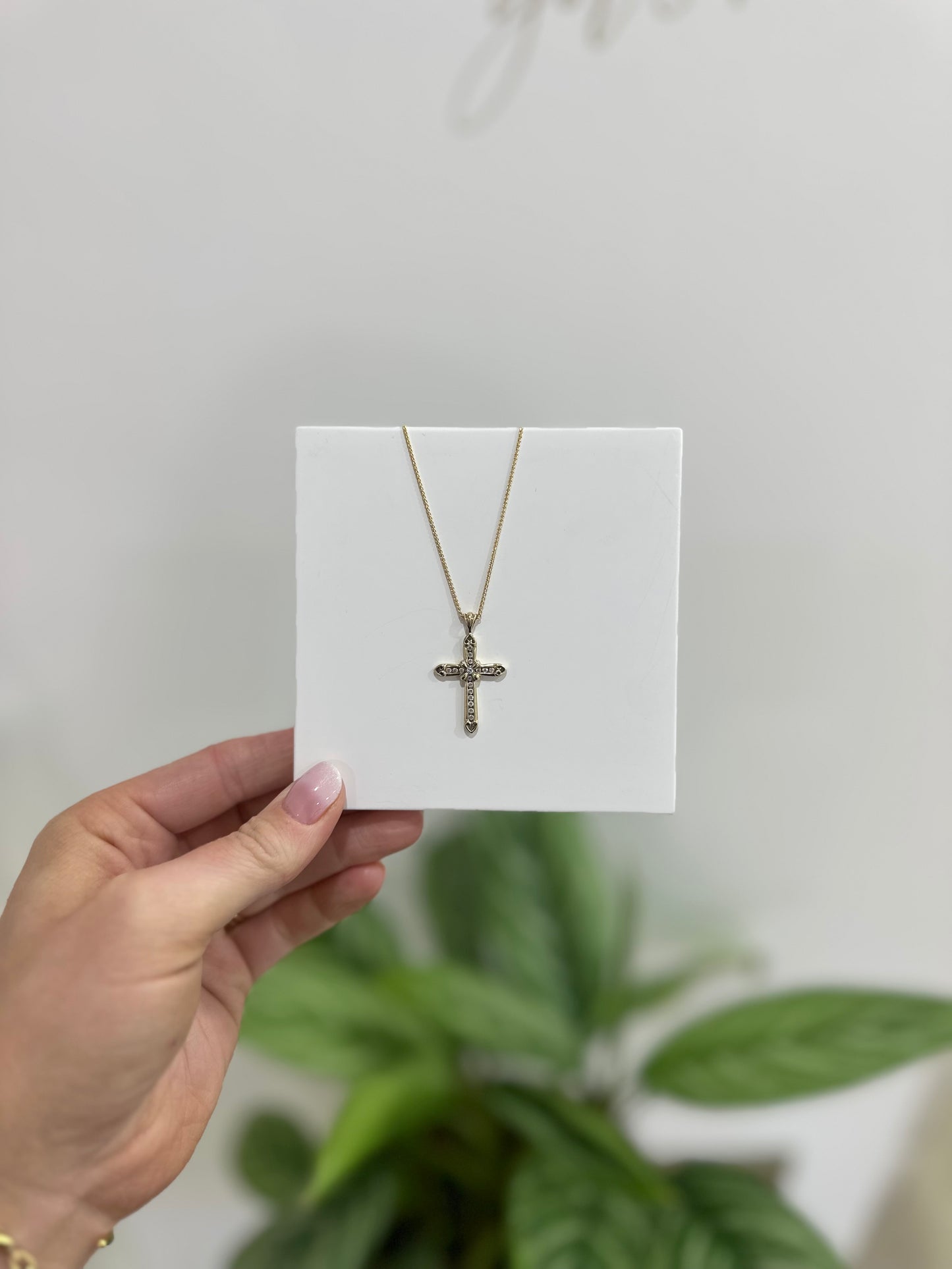 9ct Gold Diamond Cross Necklace
