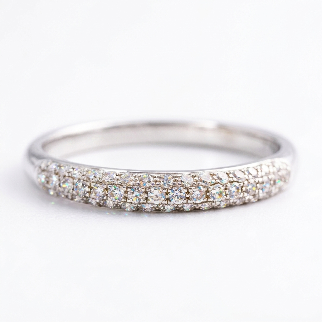 9ct White Gold Diamond Band