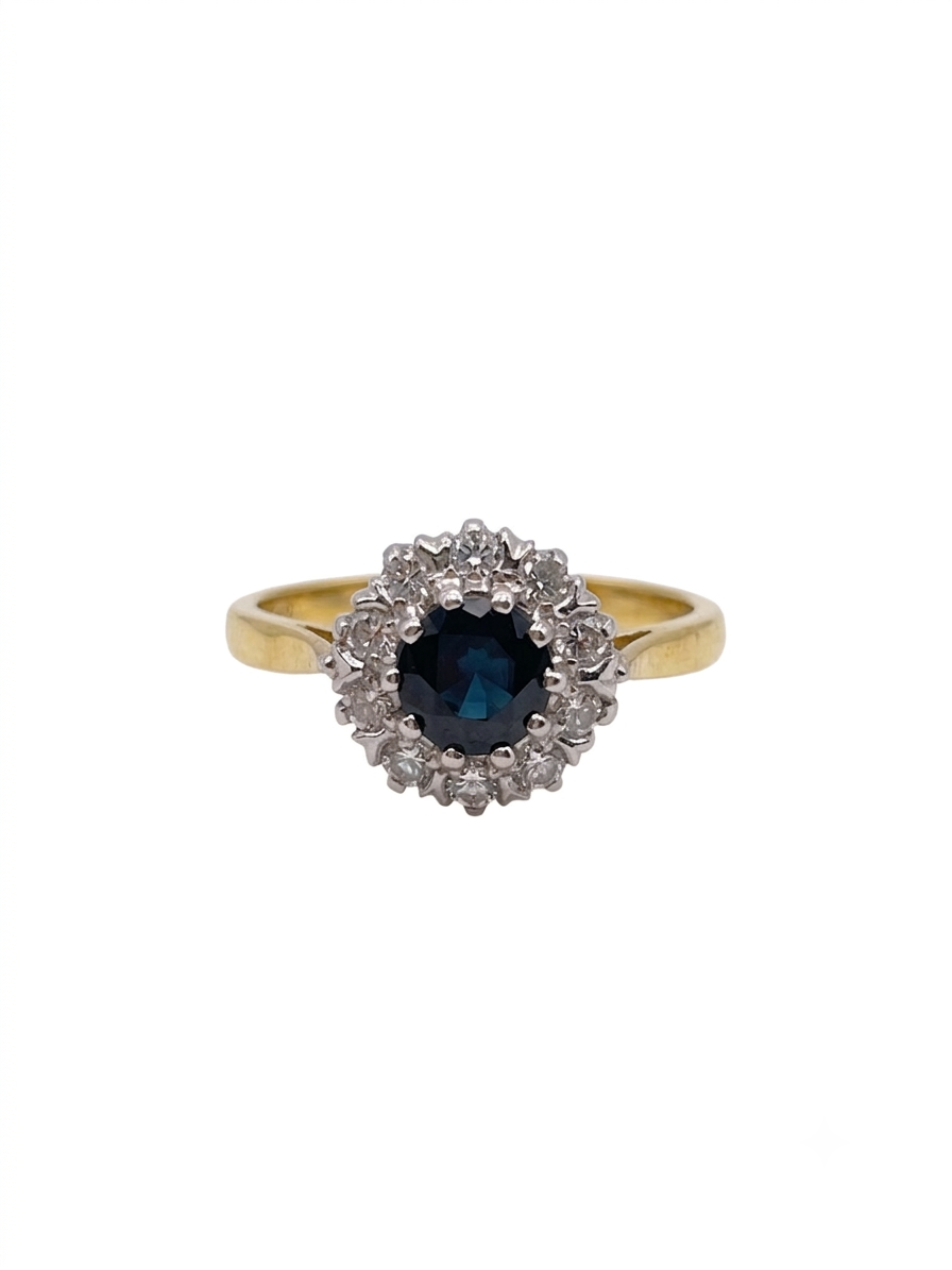 18ct Sapphire & Diamond Cluster Ring