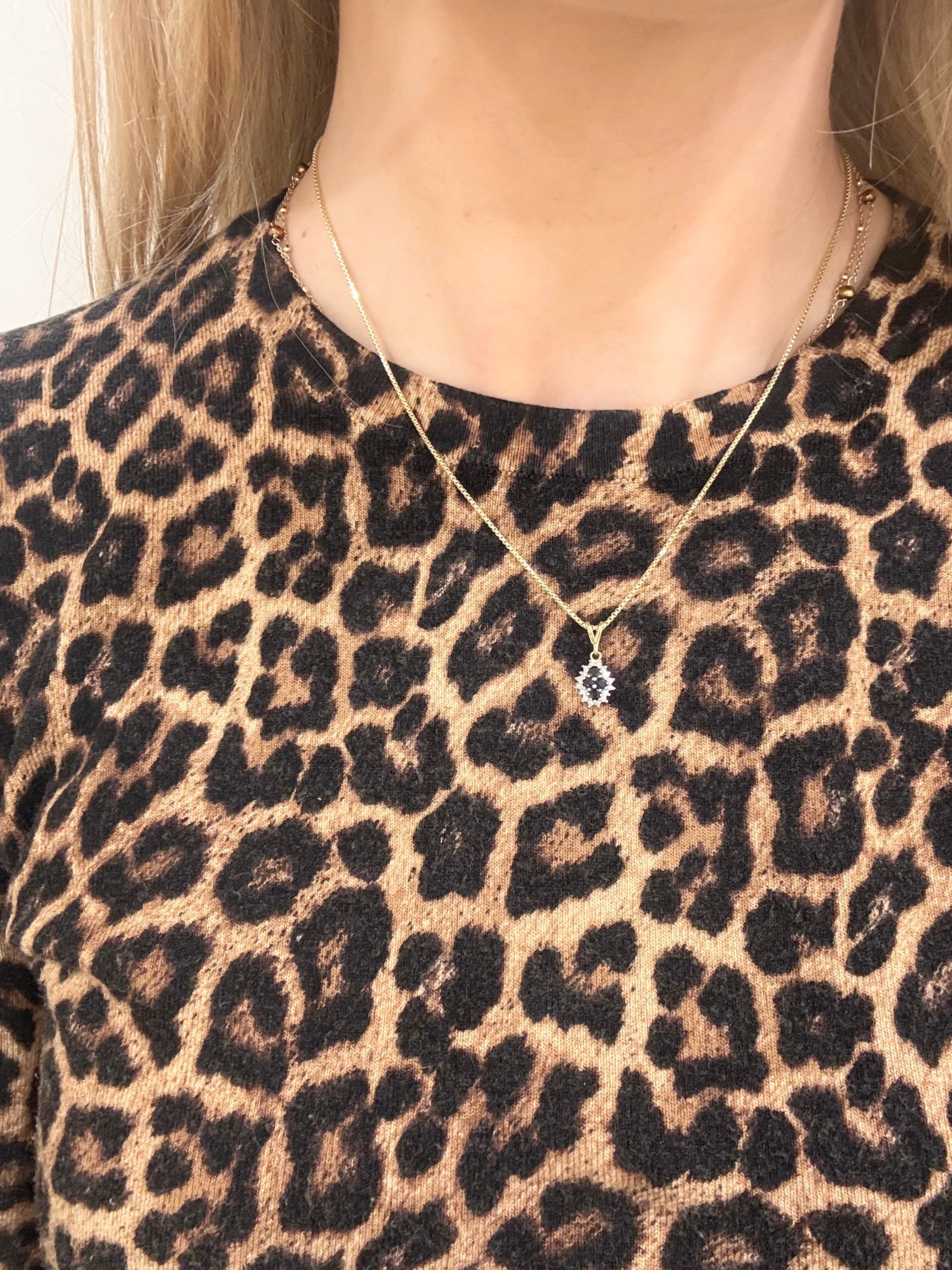 9ct Gold Diamond & Sapphire Necklace