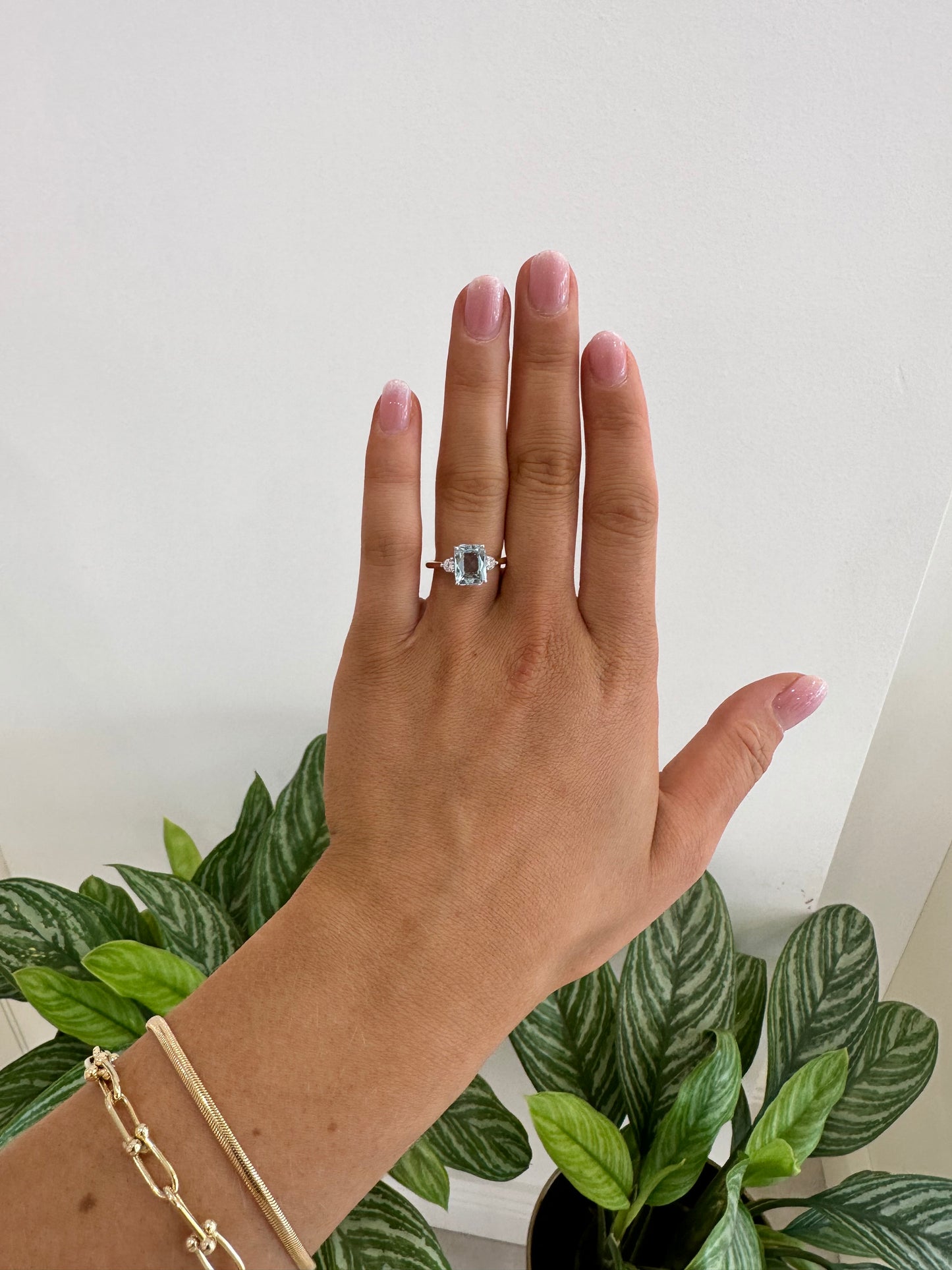 Aquamarine & Diamond Ring