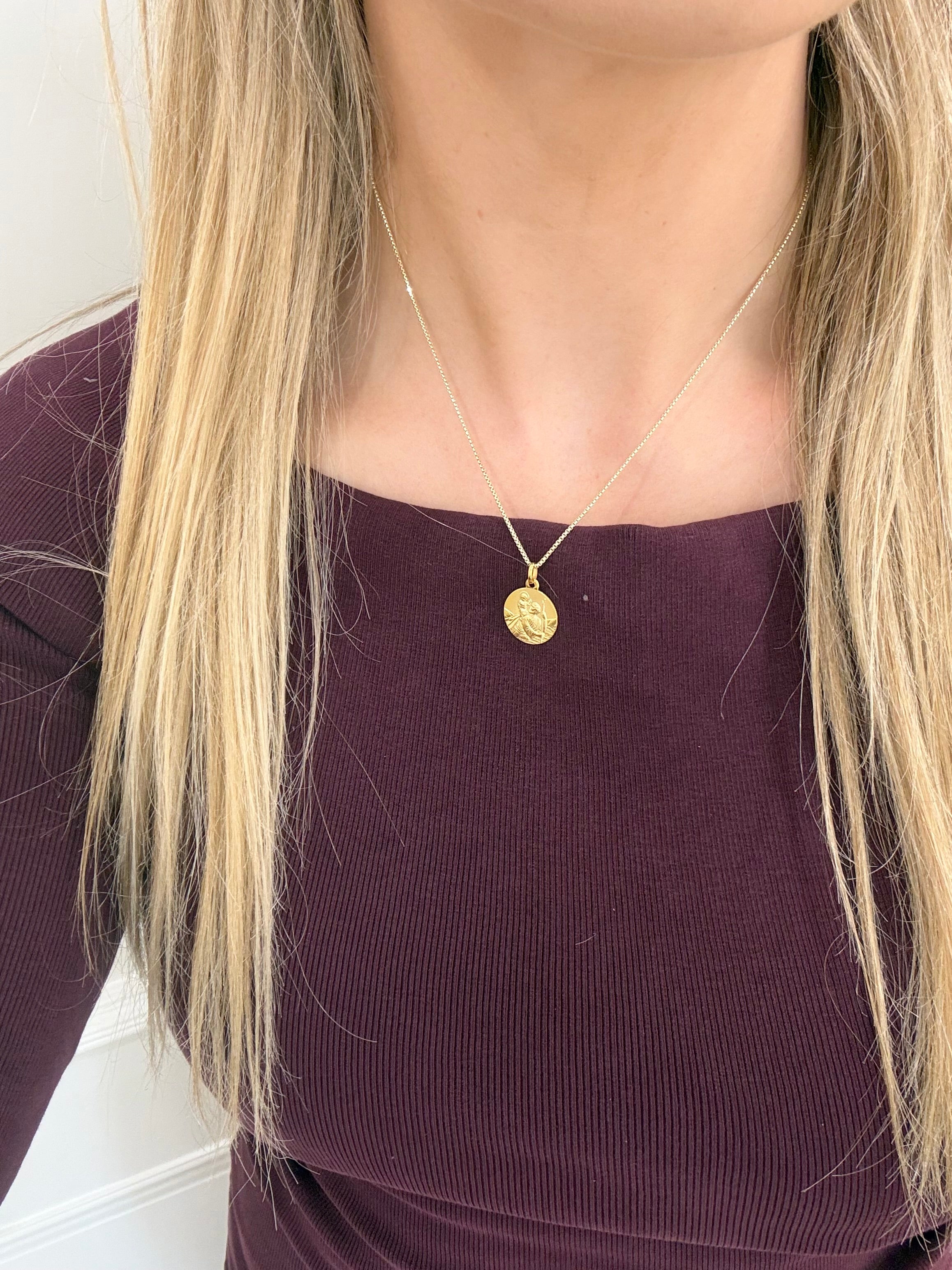 9ct Gold St Christopher Medal Necklace